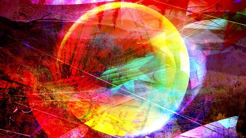 Colorful Orb and Abstract Rotating Jagged Shapes - 4K Seamless Loop Motion Background Animation