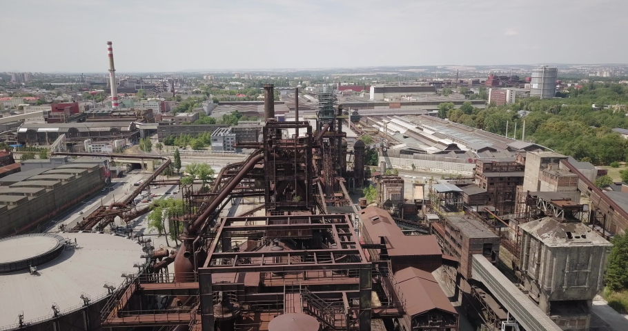 View of the lower Vitkovice district in Ostrava, Czech Republic. Old steel factory in Dolni Vitkovice