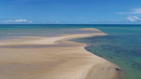 Aerial view of Corumbau Tip, Prado, Bahia, Brazil. Great beach scene. Fantastic landscape. Vacation travel. Travel destination. Paradisiac beach.