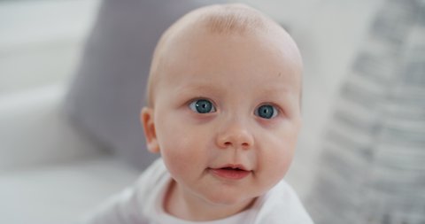 baby boy large blue eyes light-colored Stock Footage Video (100% ...