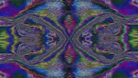 Kaleidoscope artistic ornamental cyberpunk light transformations. Digital animation.