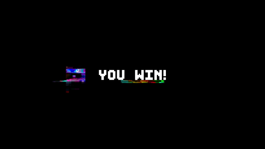retro videogame you win text words on old tv glitch interference screen. New quality universal vintage motion dynamic animated background colorful joyful cool video footage