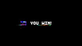 retro videogame you win text words on old tv glitch interference screen. New quality universal vintage motion dynamic animated background colorful joyful cool video footage - Powered by Shutterstock - Get 15% off with code: PIKWIZARD15