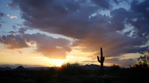 Inspirational sunrise in the Sonoran Desert of Arizona. 4K time-lapse. ProRes 422 encoded.