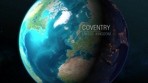 United Kingdom - Coventry - Zooming from space to earth