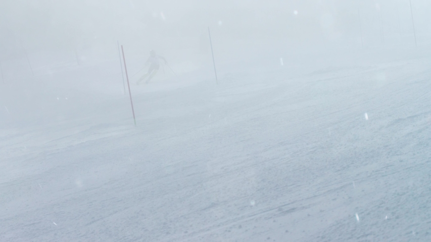 Mountain sports, ski racing. Aerial photography