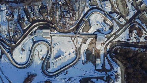 Sichinsky bobsleigh complex. Bobsleigh track. aerial survey