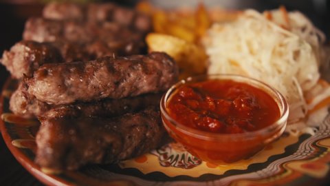 Traditional Balkan food close-up shot