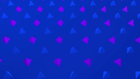 3D Animation Triangles. Rotating Pyramids. Background Animation of Triangles Rotating. Two Colors Blue and Purple