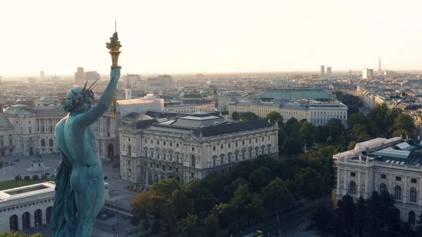 City center of Vienna in the early morning. Aerial view | Shutterstock HD Video #1034303909