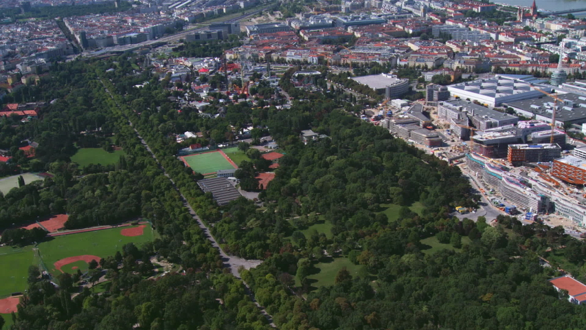 Vienna Austria - aerial shot from a helicopter - Prater park