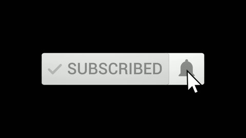Mouse Clicking a Subscribe Button and Bell Notification with a Black Background and smooth Animation. Intro Youtube