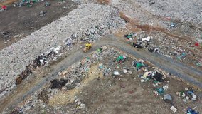 Aerial view, landfill disposal and sorting / 4K Video