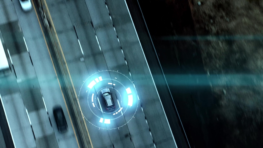 Self Driving Autopilot Autonomous Cars For Action or Spy Movie. New smart technology being used on transportation.