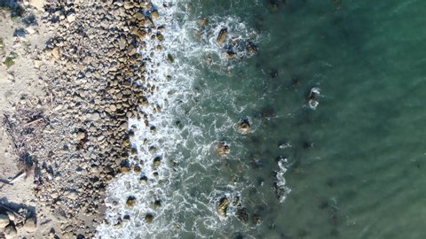 Aerial Shot Of Pacific Ocean USA West Coast California In Summer