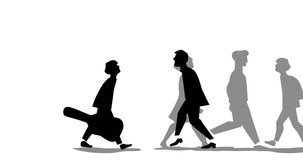 people going on the street. Characters 2d. Animation, cartoon, clip art, illustration, vector. Web banner in black and white.