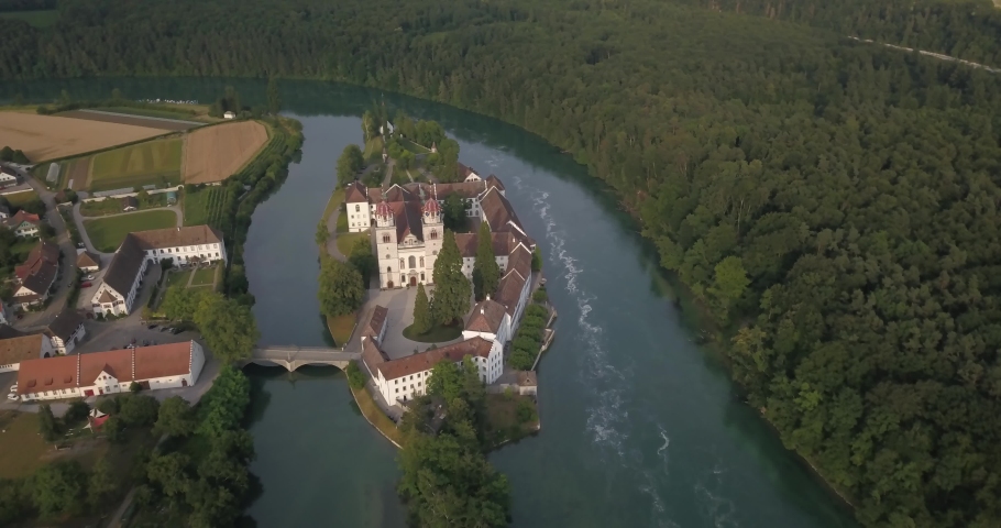 Kloster Rheinau from above - Canton of Zurich, Switzerland