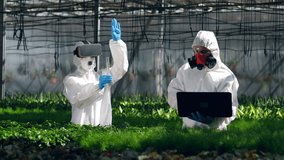 Greenery with a chemist wearing VR-glasses and her male colleague - Powered by Shutterstock - Get 15% off with code: PIKWIZARD15