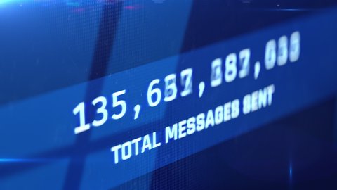 Spamming, spam attack on servers, countdown of messages sent, email hacking. High number of messages sent