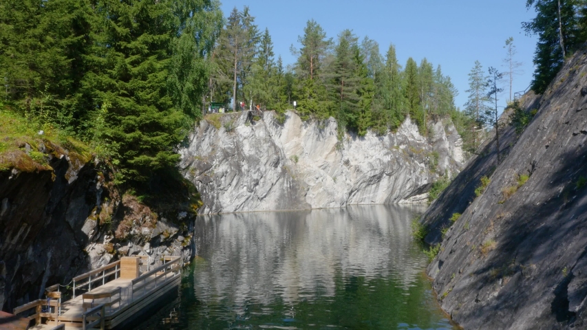 Ruskeala mountain Park. Marble canyon lake