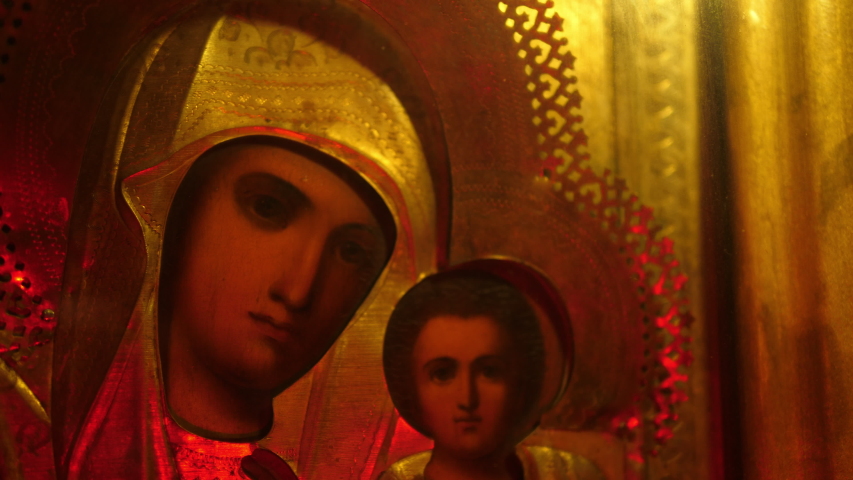 Antique Old Aged Icon Relic of Saint Mary Mother Of God