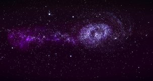 Galaxy in Deep Space. Spiral galaxy, animation of Milky Way. Flying through star