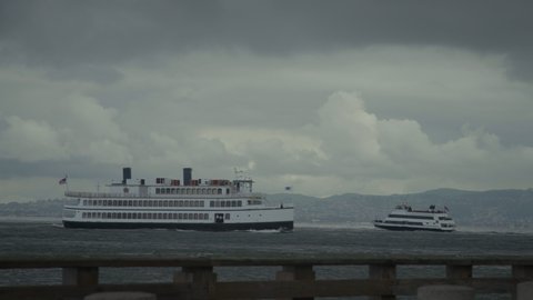 This cinematic scene of Alcatraz from Pier 39 in San Francisco is the perfect setting shot for your travel show, historical doc, and more!  Shot in 4K UHD resolution. Stock Video