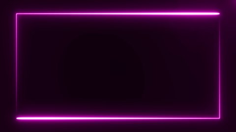bright purple light neon frame on black background, abstract digital 3d rendering 4K video