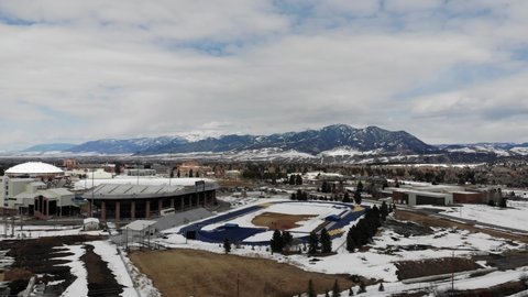 Flying over Bozeman, Montana, on a winter day.