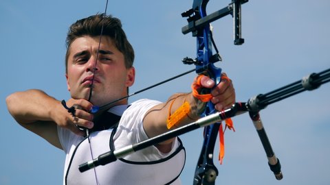 Bow shooting process held by the archer