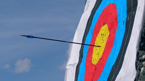 An arrow is hitting the round target