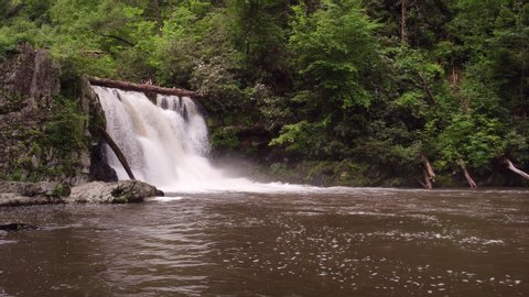 Secluded Abrams Falls waterfall in Smoky Mountains 4k