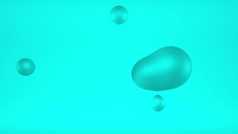 3D animation of blue drops on a blue background.
