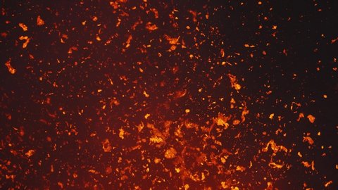 embers spurt in slow motion from volcano