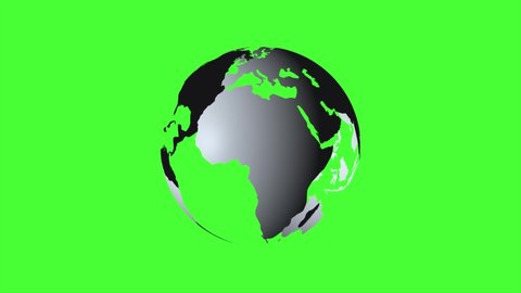 Rotating Planet Earth Silver Globe. Chroma Key Green Screen - Alpha, Luma, Matte 4K 60 fps footage background