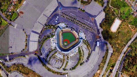 California USA: Earth Zoom from Los Angeles Dodgers Stadium - Dodger Stadium