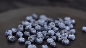 Blueberry rotating background. Fresh and ripe organic Blueberries Rote backdrop.