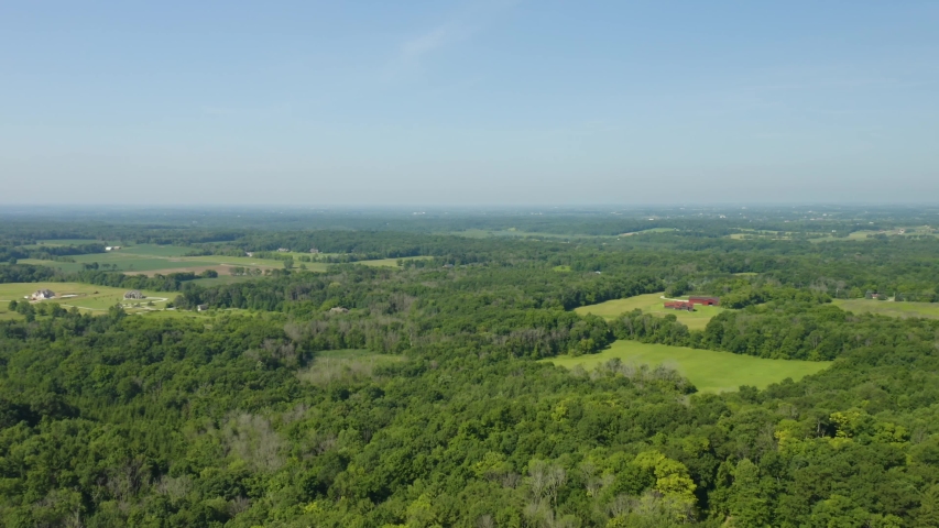 Holy Hill National Shrine of Mary, Wisconsin, USA, aerial view with backwards flight movement to reveal. Drone shot