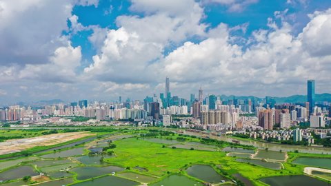 Aerial hyperlapse video of Shenzhen CBD in China