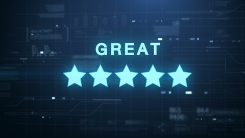 Customer experience concept, Five stars rating, Hologram Design, Motion graphic.