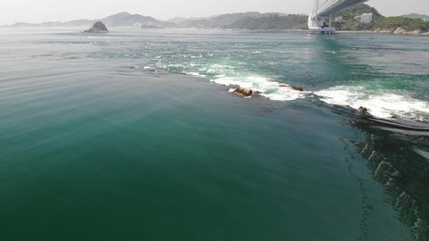 Aerial Drone Footage of the World's Greatest Whirlpools of Naruto, Tokushima, Hyogo, Awaji, Japan.