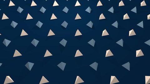 3D Animation Triangles. Rotating Pyramids. Background Animation of Triangles Rotating. Two Colors Blue and Beech