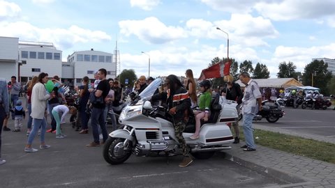 BREST, BELARUS - MAY 27 2017: Brest Bike Festival International. Riding guests on motorcycles.