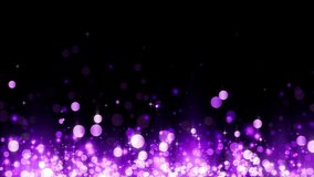 Background with shiny magenta particles. Beautiful bokeh light background. Magenta confetti shimmering with magical sparkling light. Glittering rising particles. Seamless loop