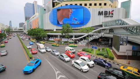 Bangkok - Thailand, 3 Aug 2562: View of MBK Shopping Center It is a mall that is popular with tourists.