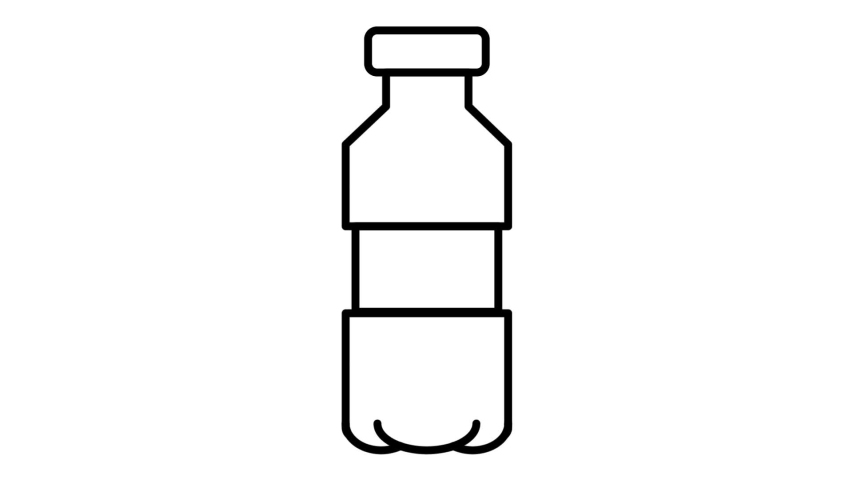 The icon of plastic bottle. The animation of plastic bottle simple outliner. The icon of plastic bottle lineal style. The animation plastic bottle in outliner vector style. 