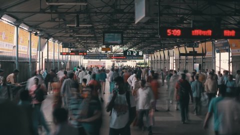 New Delhi , India / India - 07 30 2019: Timelapse Train station in India
