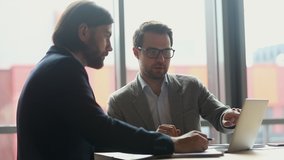 Professional lawyer investment consultant consult client investor about financial contract explain online startup purchase deal sell service make business offer give presentation advice at meeting - Powered by Shutterstock - Get 15% off with code: PIKWIZARD15