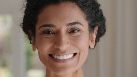 portrait beautiful mixed race woman smiling happy looking up feminine beauty concept 4k footage