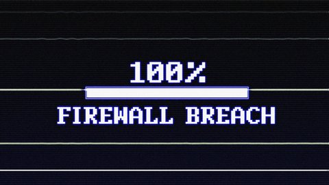 FIREWALL BREACH Glitch Text Animation, Rendering, Background, with Alpha Channel, Loop, 4k
